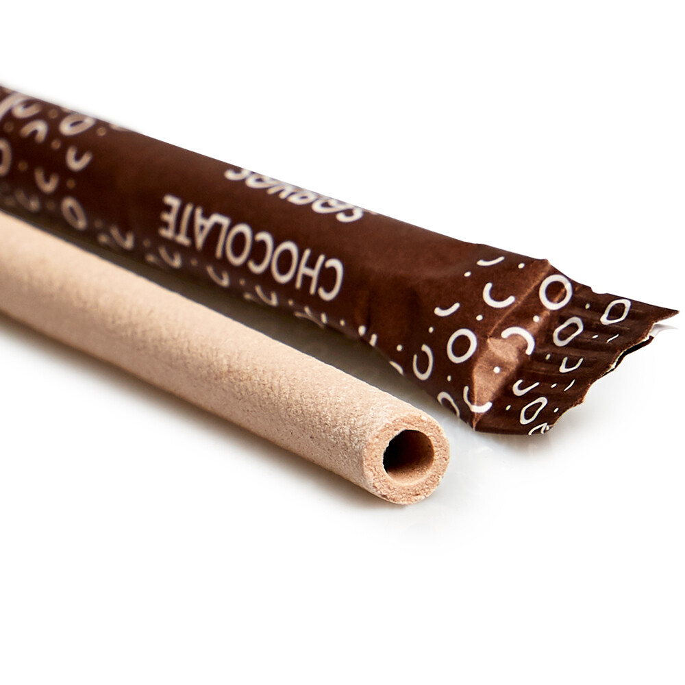 Eetbare rietjes chocoladesmaak 0,8x18,7cm, verpakt per 200 stuks
