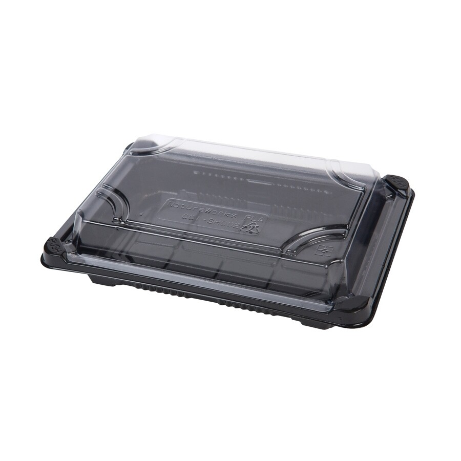 PLA sushi-tray L, 24.5 x 15.5 x 4.5 cm zwart, verpakt per 300 stuks