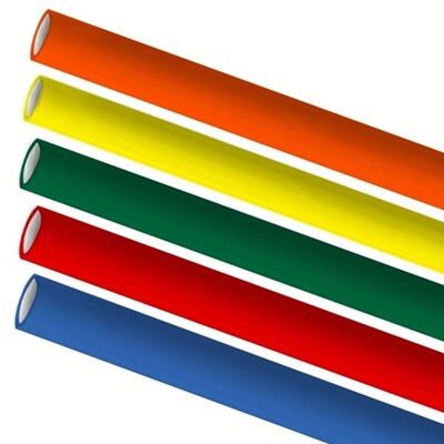 Premium papieren rietjes 0,6x20cm 5 kleurenmix assortiment verpakt per 500 stuks