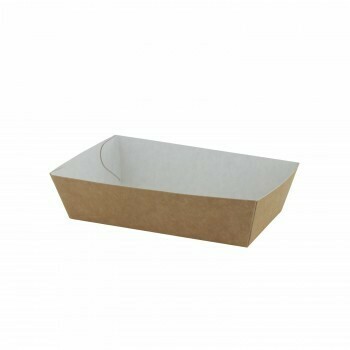 Papieren snackbakjes "Basic" A9, Bruin/Wit Karton | 120x70x35mm, verpakt per 500 stuks