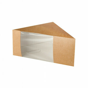 Kartonnen sandwichboxen met venster van PLA 'pure' 12,3 cm x 12,3 cm x 8,2 cm bruin, verpakt per 500 stuks