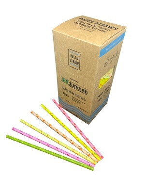 Premium papieren rietjes 0,6x20cm Fruitmix, verpakt per 5000 stuks