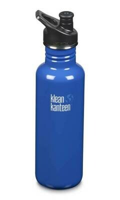 Klean Kanteen Classic drinkfles, sport cap, 27oz/800ml, blauw, verpakt per stuk Klean Kanteen Classic drinkfles, sport cap, 27oz/800ml, blauw, verpakt per stuk