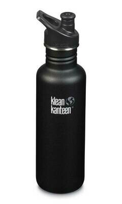 Klean Kanteen Classic drinkfles, Sport cap, 27oz/800ml, zwart, verpakt per stuk Klean Kanteen Classic drinkfles, Sport cap, 27oz/800ml, zwart, verpakt per stuk