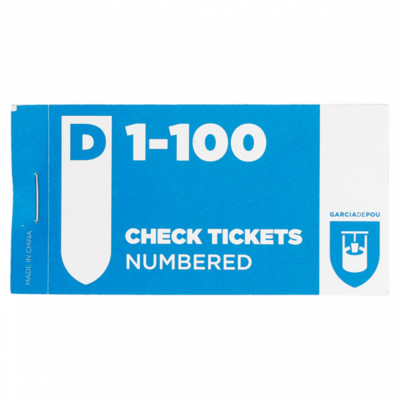 Garderobenummers papier dubbel 1-100, verpakt per 30 stuks