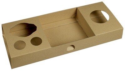 Kartonnen snackrack 460x160x50mm, verpakt per 50 stuks Kartonnen snackrack 460x160x50mm, verpakt per 50 stuks
