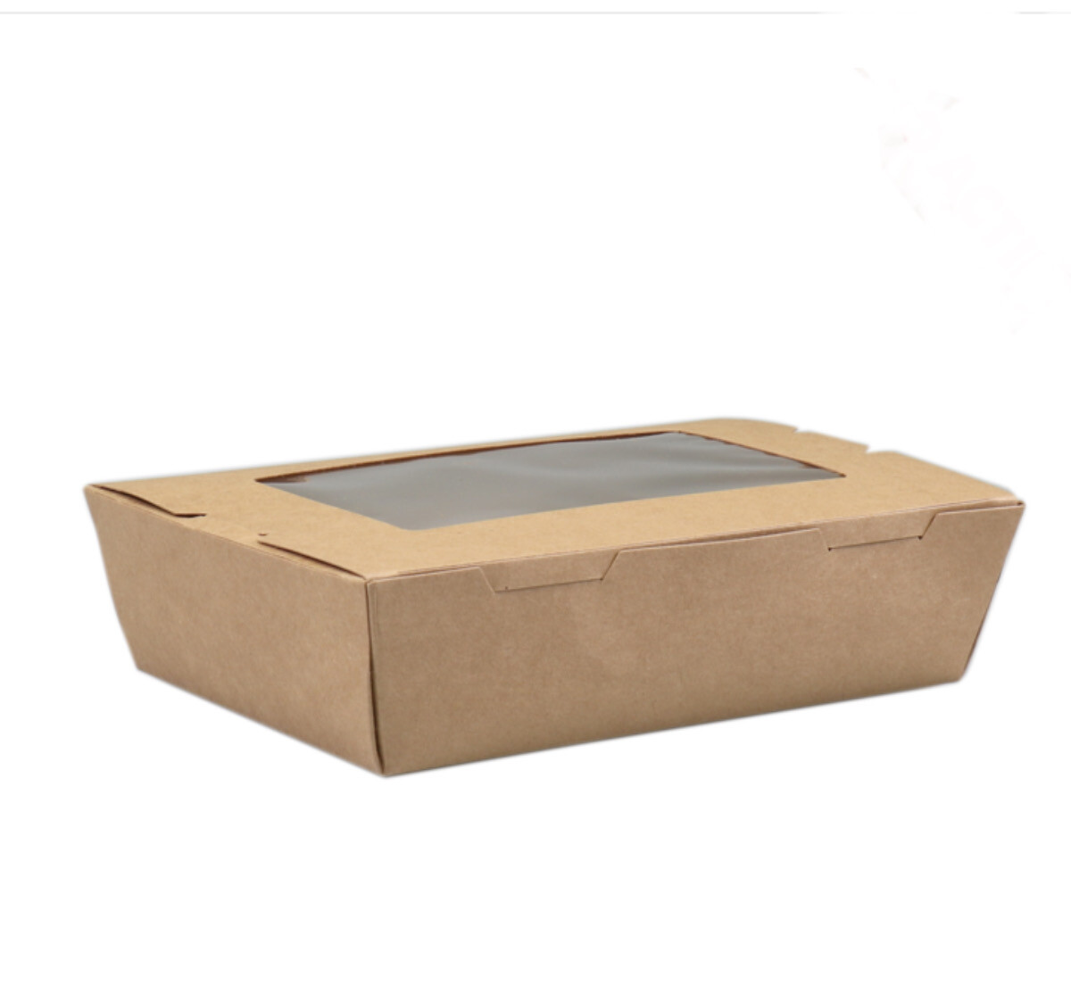 Lunchbox, Karton/PE/PET, met venster, maaltijdbox, 180x120x50mm, bruin, verpakt per 50 stuks