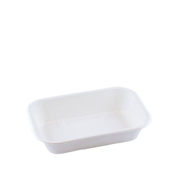 Suikerriet maaltijdbak wit 850ml, 229x153x50mm, verpakt per 500 stuks