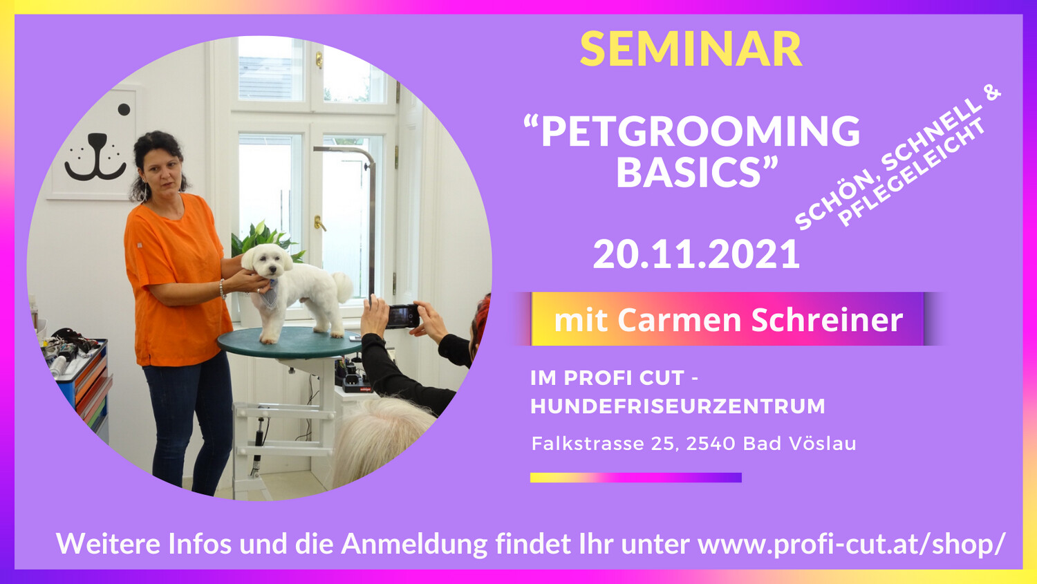 Seminar 20.11.2021 "Petgrooming - Basics" mit Carmen Schreiner