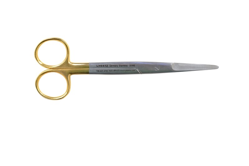 Left Hand Mayo Scissors 6¾&quot; Straight TC One Blade Serrated