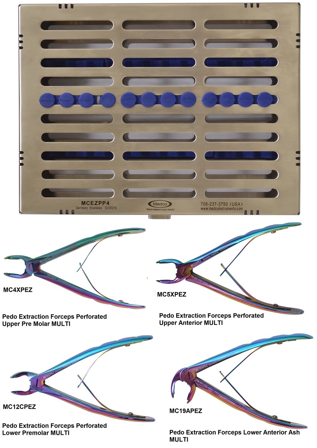 PEDO MULTI COLOR EZ EXTRACTION KIT SET OF 4 PERFORATED HANDLES