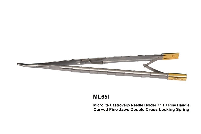 Castro Needle Holder 7&quot; Pine Handle Curved Fine TC Jaws