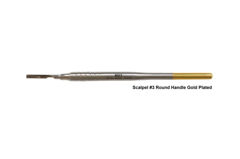 Scalpel Handle #3 Round Handle Gold Plated