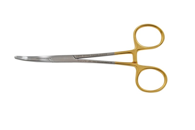Kelly Hemostat Forceps 5½&quot; Curved Gold-Plated Rings