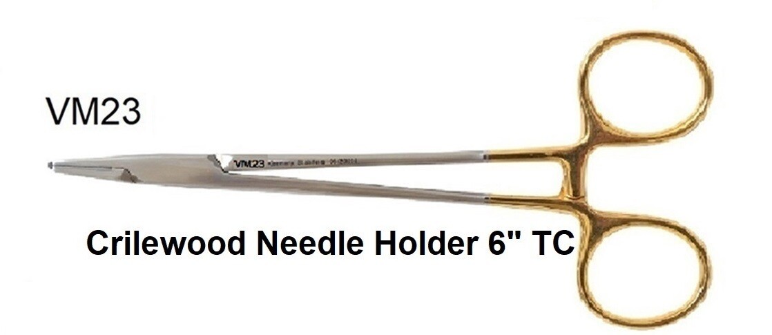 Crilewood Needle Holder 6&quot; TC Jaws Gold Handles