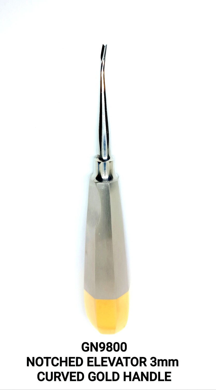 Elevator Notched Tips 3mm Curved GOLD HANDLE