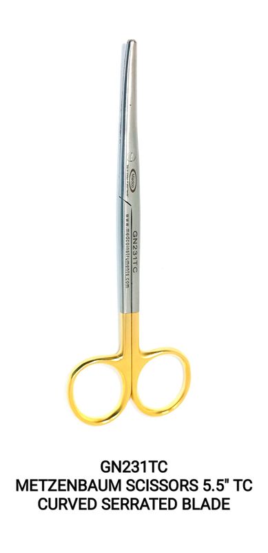 Metzenbaum Scissors 5.5" TC Curved One Blade Serrated