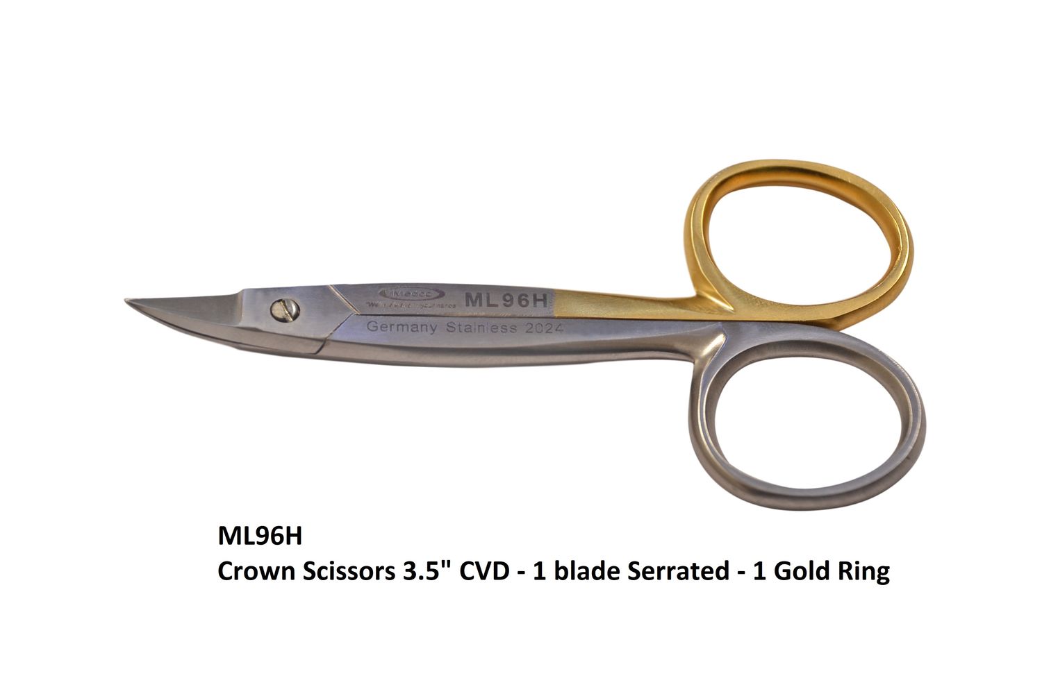 Microlite DELICATE Crown Scissors TC 3.5&#39;&#39; CURVED Gold Plated -1 Blade