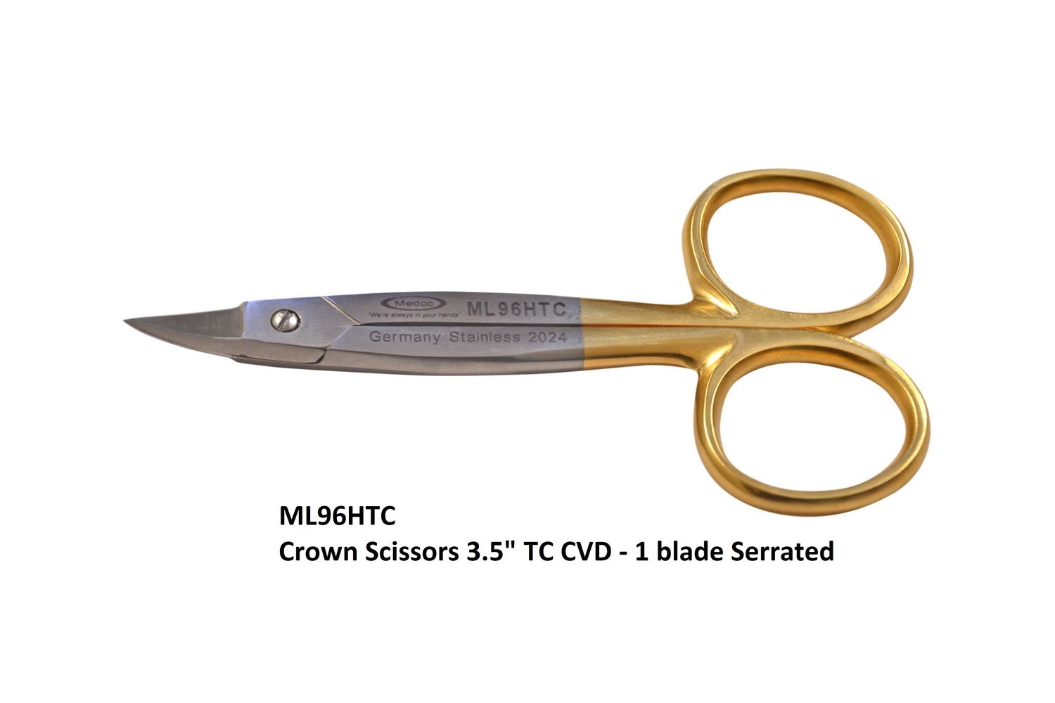 Crown Scissors 3½&quot; TC Curved One Blade Serrated