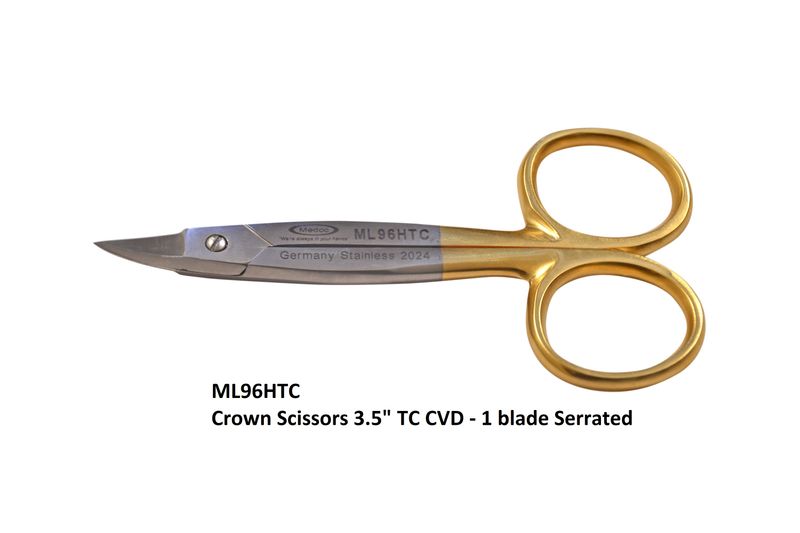 Crown Scissors 3½&quot; TC Curved One Blade Serrated