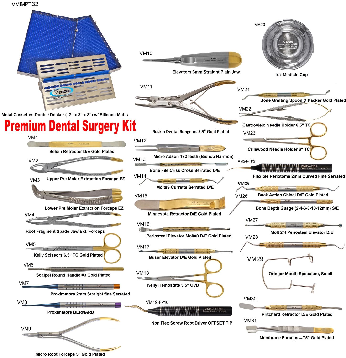 Premium Implant Surgery Kit with Sterile Cassette