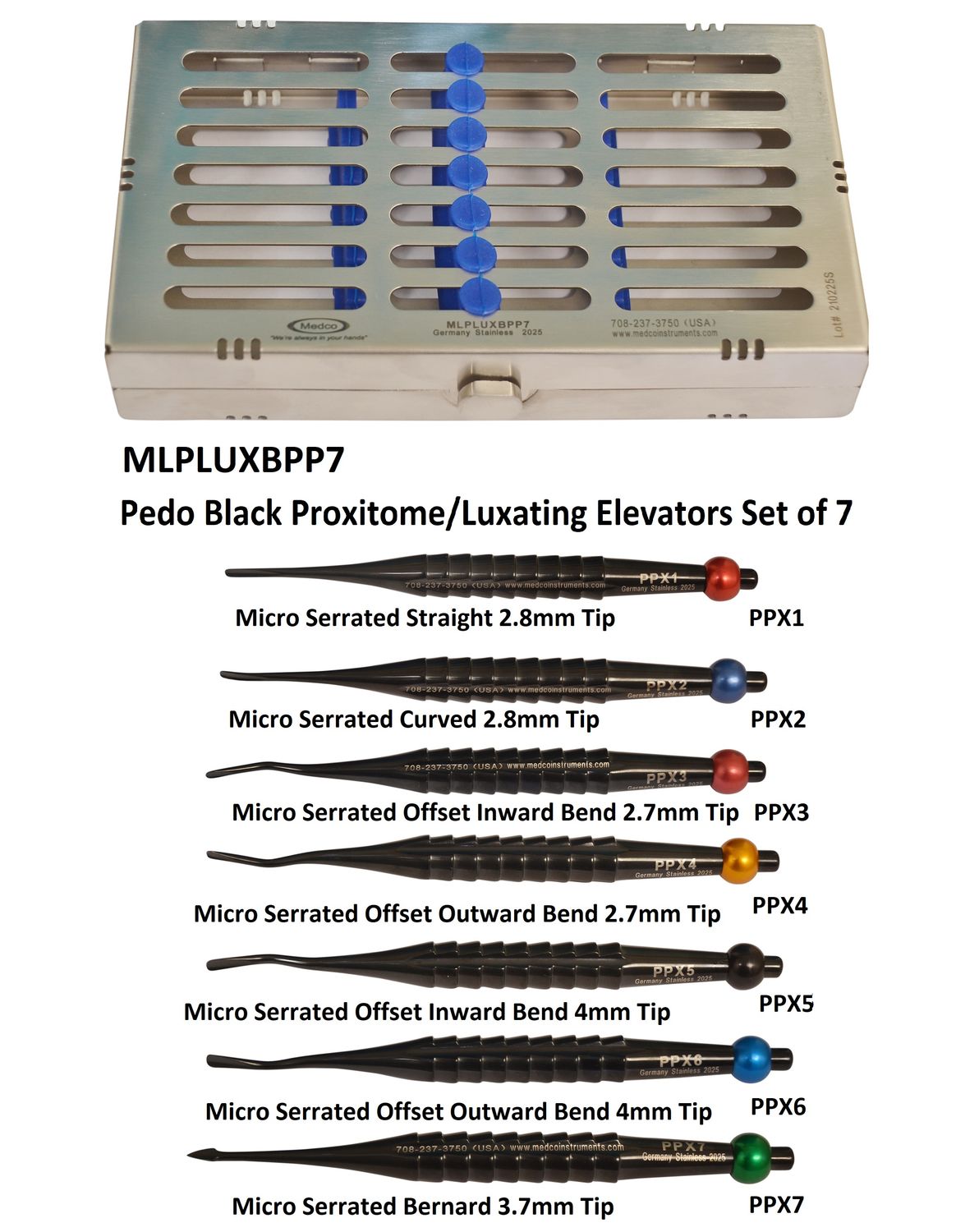 Pedo Black Proxitome Luxating Elevator Set of 7