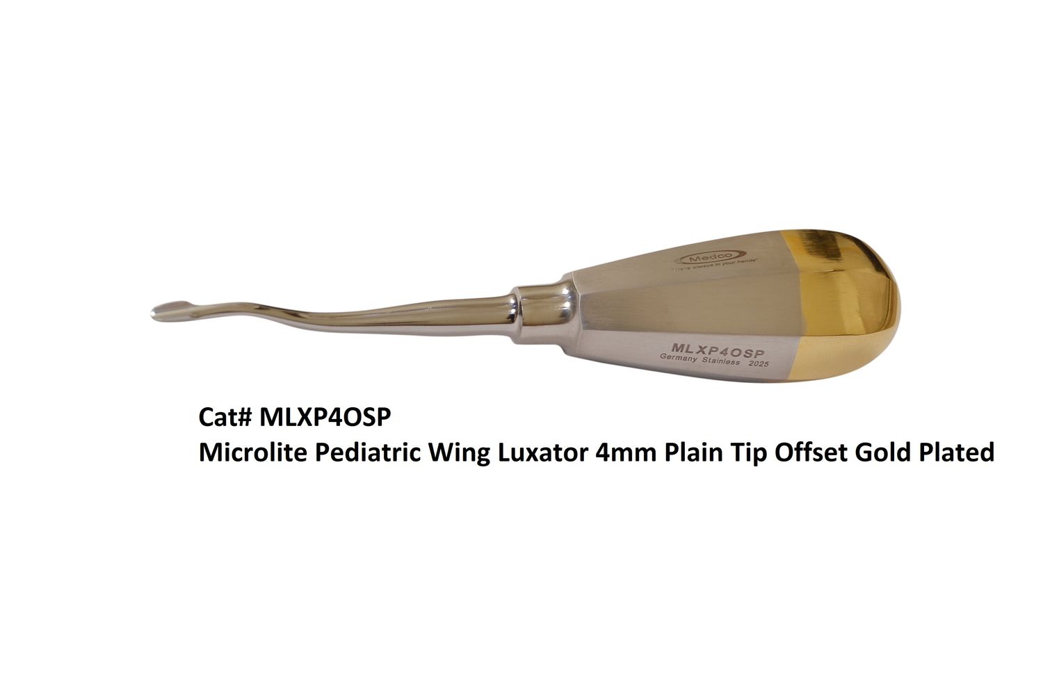 Pediatric Wing Luxating 4mm Plain Tip Offset Gold Handle