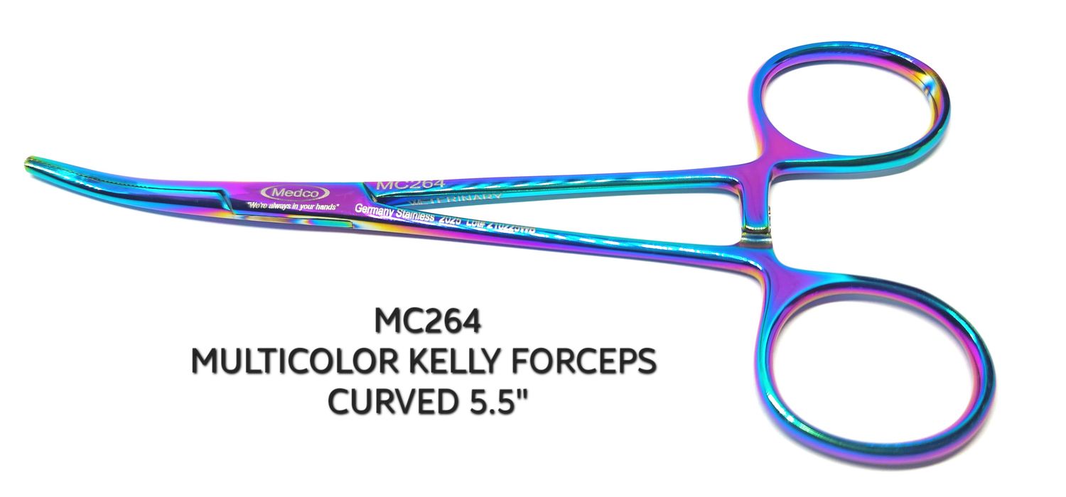 Kelly Hemostat 5½&quot; Curved Multi Color