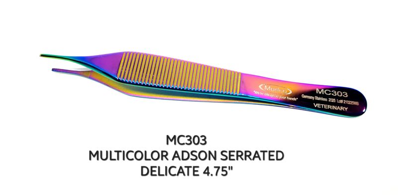 Adson Forceps 4¾&quot; Multicolor Serrated