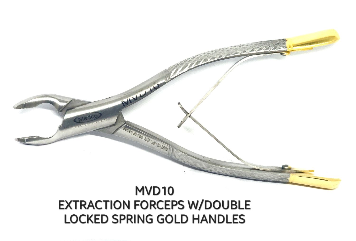 Extraction Forceps Upper/Lower EZ Grip Jaws Medium Gold Handles