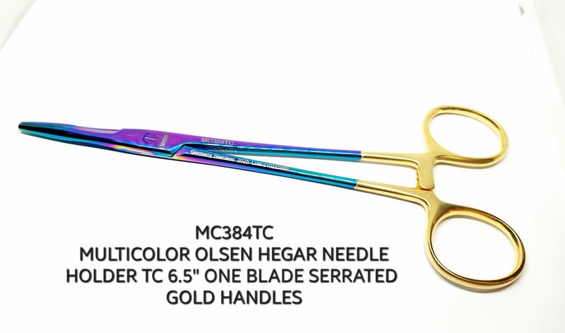 Olsen Hegar Needle Holder TC W/Scissor 6½&quot; Multicolor One Blade Serrated