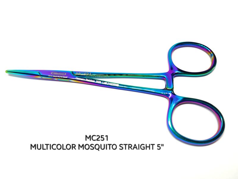 Mosquito Hemostat Forceps 5&quot; Straight Multi Color
