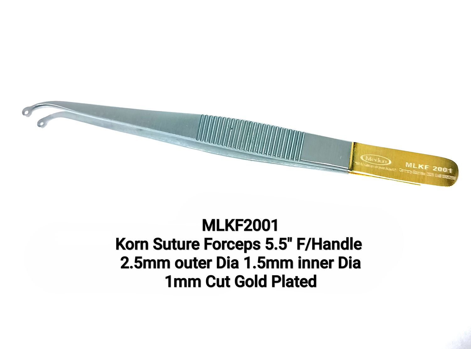 Korn Suture Forceps 5.5&quot; OD 2.5mm ID 1.5mm, Flat Handle
