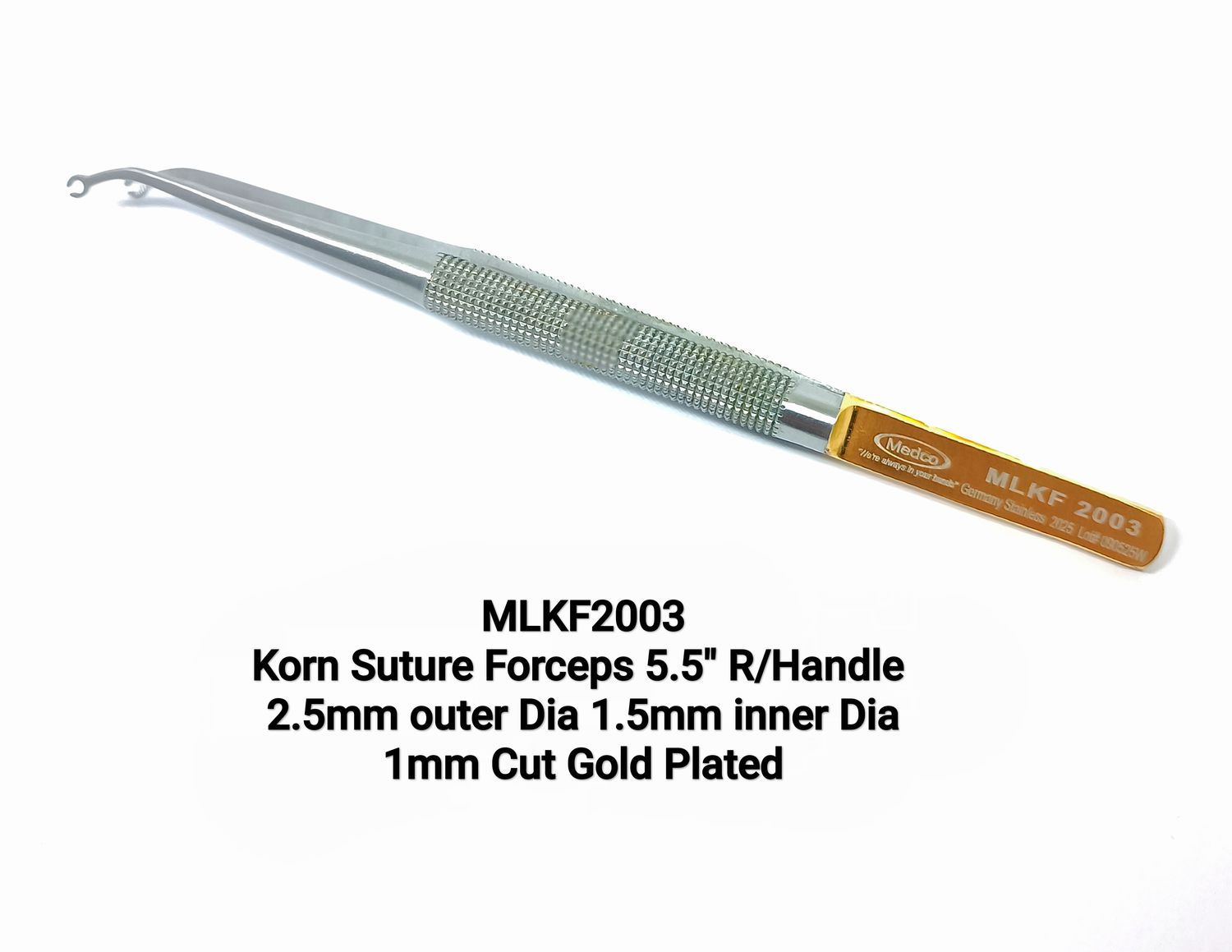 Korn Suture Forceps 5.5&quot; Round Handle OD 2.5mm ID 1.5mm