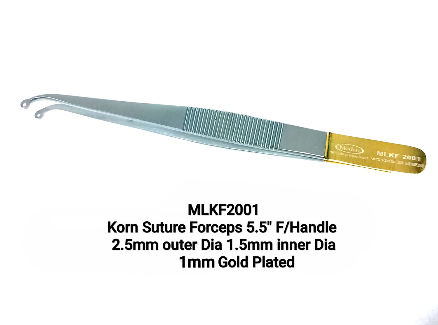 Korn Suture Forceps 5.5&quot; OD 2.5mm ID 1.5mm, Flat Handle