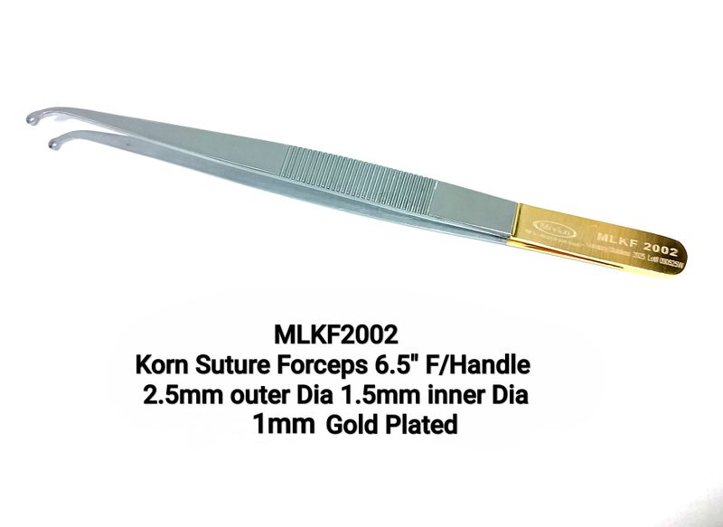 Korn Suture Forceps 6.5&quot; OD 2.5mm ID 1.5mm, Flat Handle