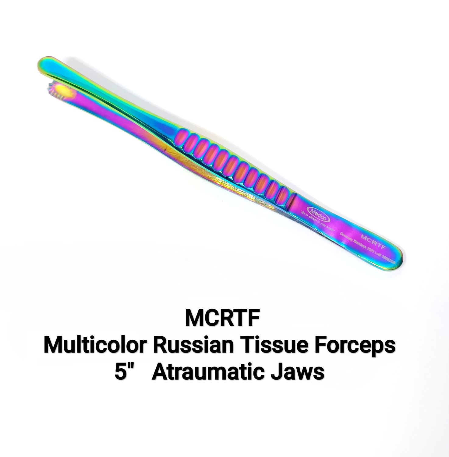 Multicolor Russian Tissue Forceps 5&quot; Atraumatic Jaws