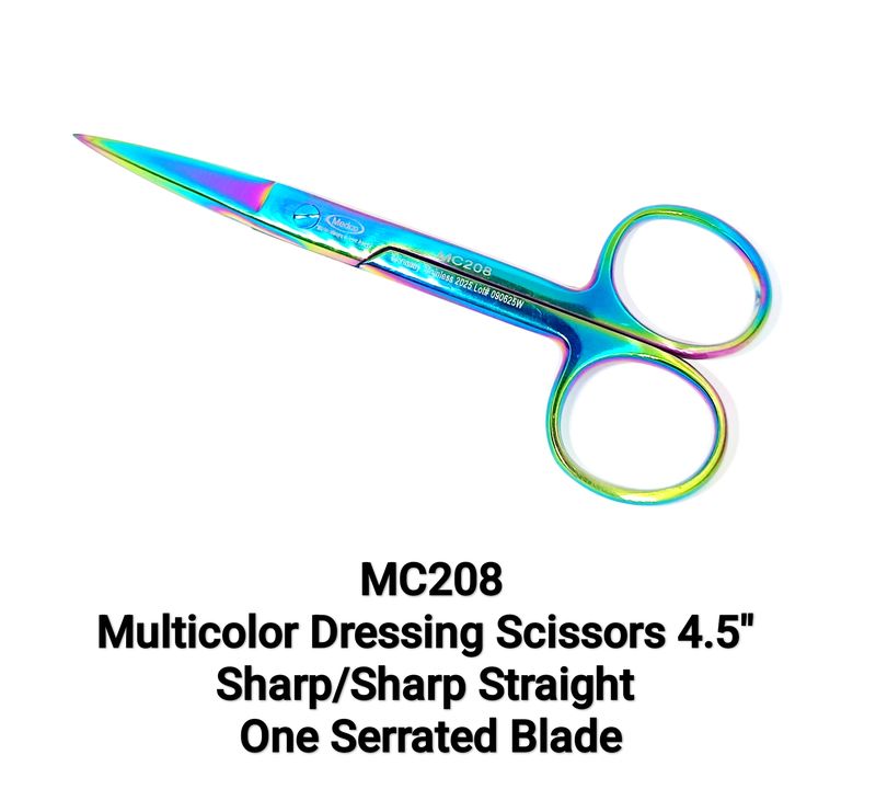 Multicolor Dressing Scissors 4.5&quot; Sharp/Blunt One Blade Serrated