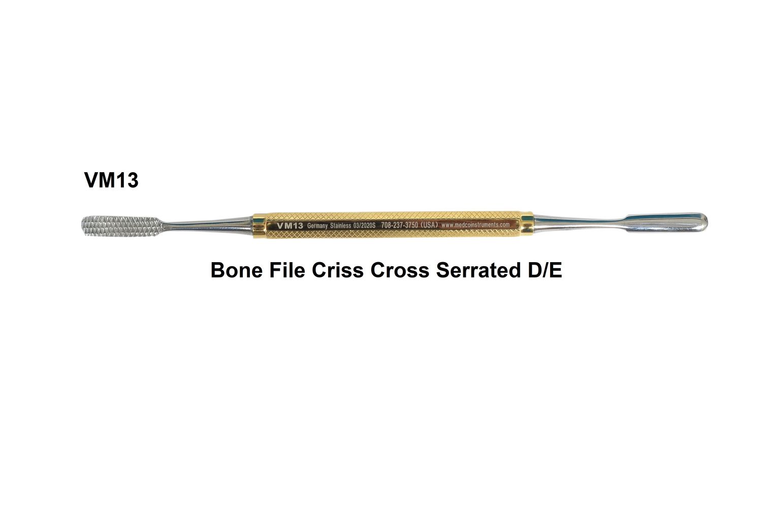 Bone File Criss Cross Serrated D/E Gold Plated