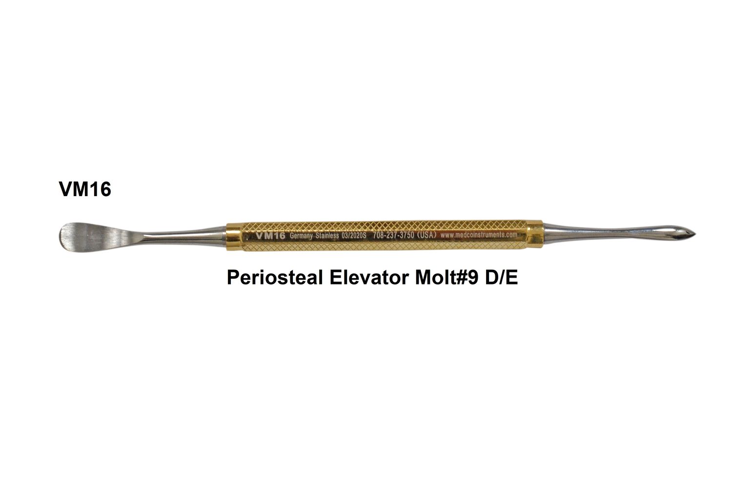 Molt #9 Periosteal Elevator D/E with Markings Gold Plated