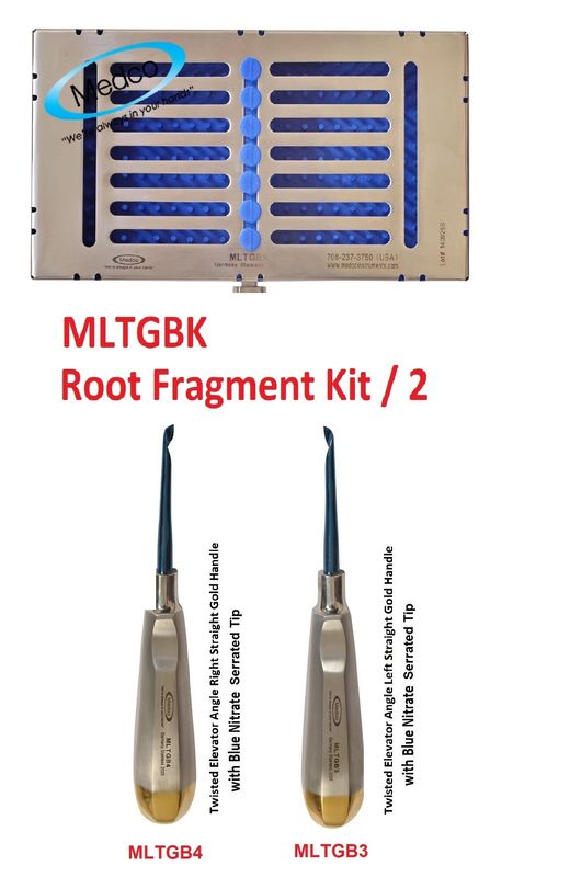 Twisted Root Fragment Kit Left &amp; Right Blue Nitrate Serrated Tips w/Metal Case