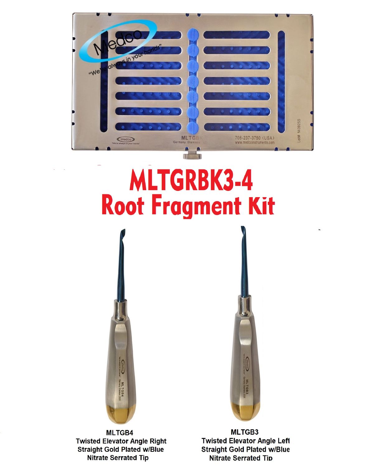 Twisted Root Fragment Kit Left &amp; Right Straight 3 - 4 Blue Nitrate Tips with Metal Cassette