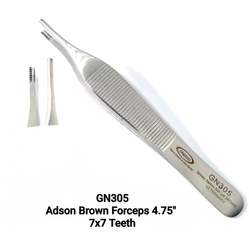 Adson Brown Tissue Forceps 7x7 Teeth Gold Handle