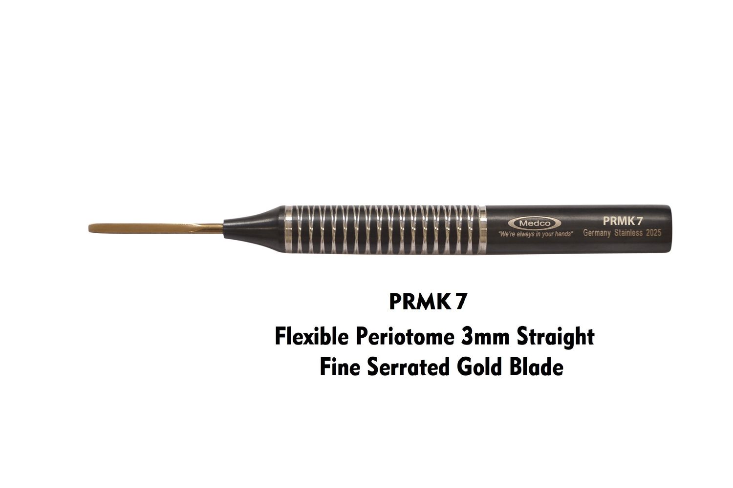 Flexible Periotome 3mm Straight Fine Serrated Gold Blade