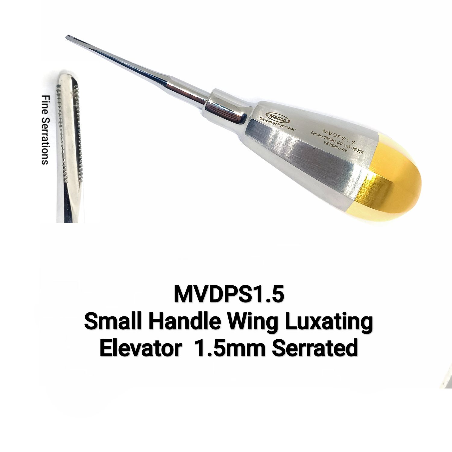 Small Handle Wing Luxating Elevator Serrated Tip 1.5mm