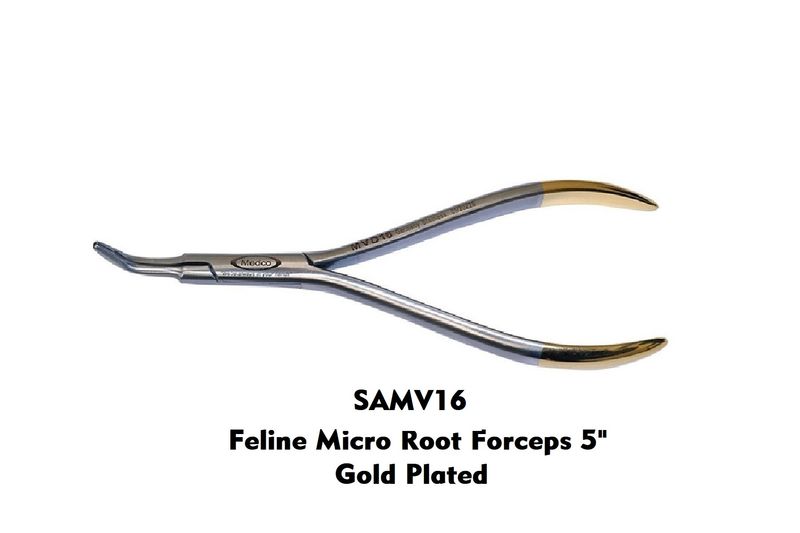 Feline Micro Root Forceps 5" Gold Plated