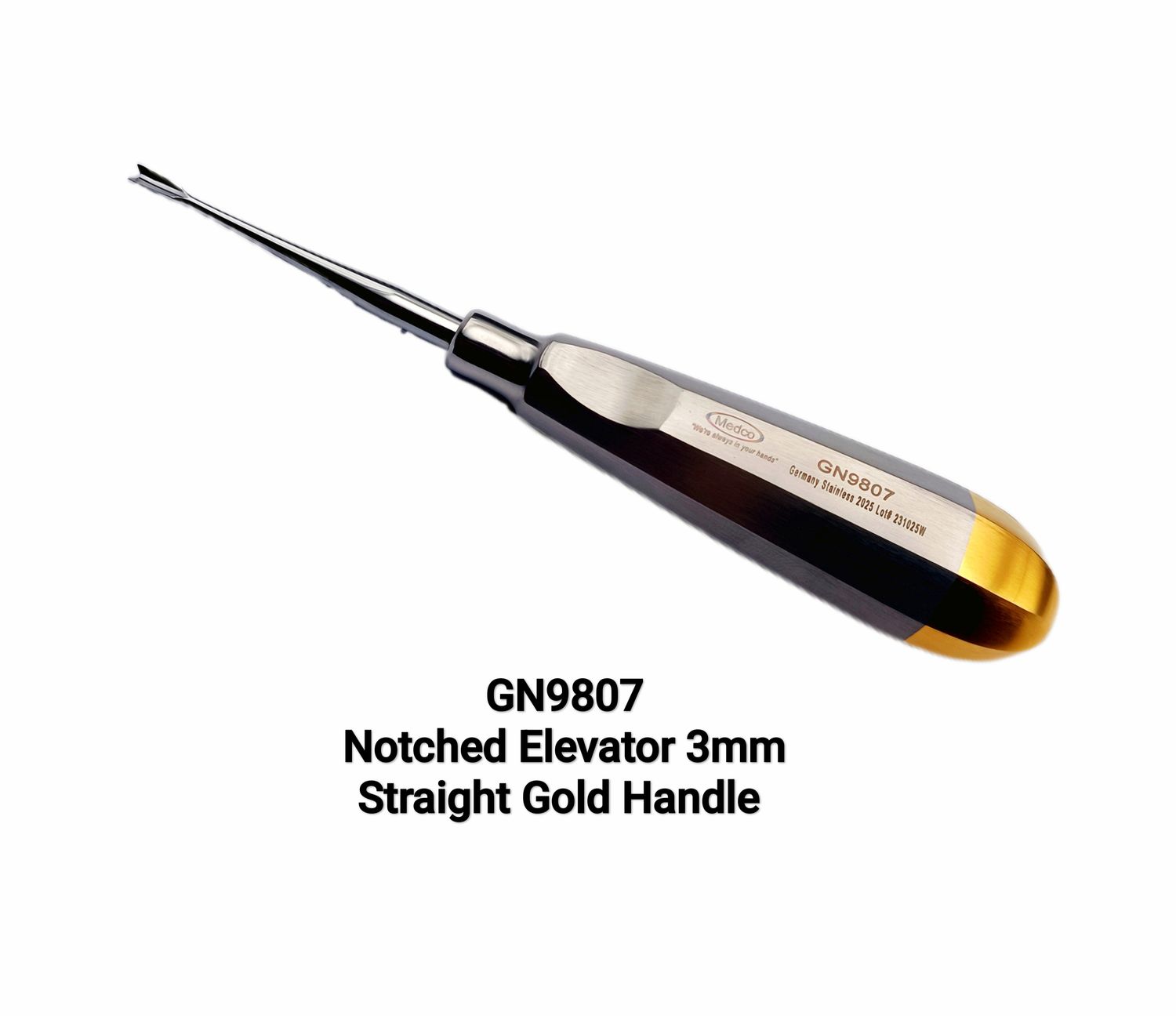 Elevator Notched Tip 3mm Gold Handle