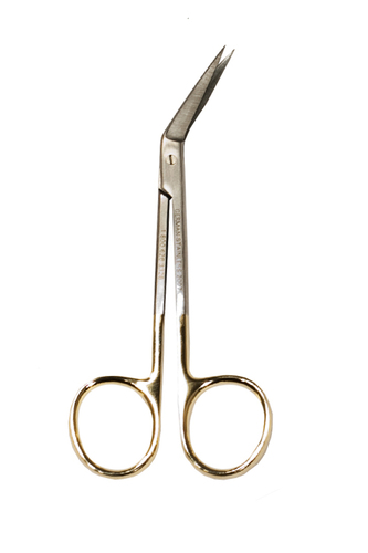 Iris Scissors 4.5&quot; TC Jaws, 1 Blade Serrated Angled
