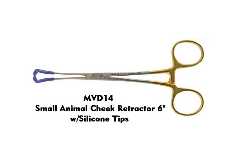 Cheek Lip Retractor 6" Silicone Tips Gold Handles