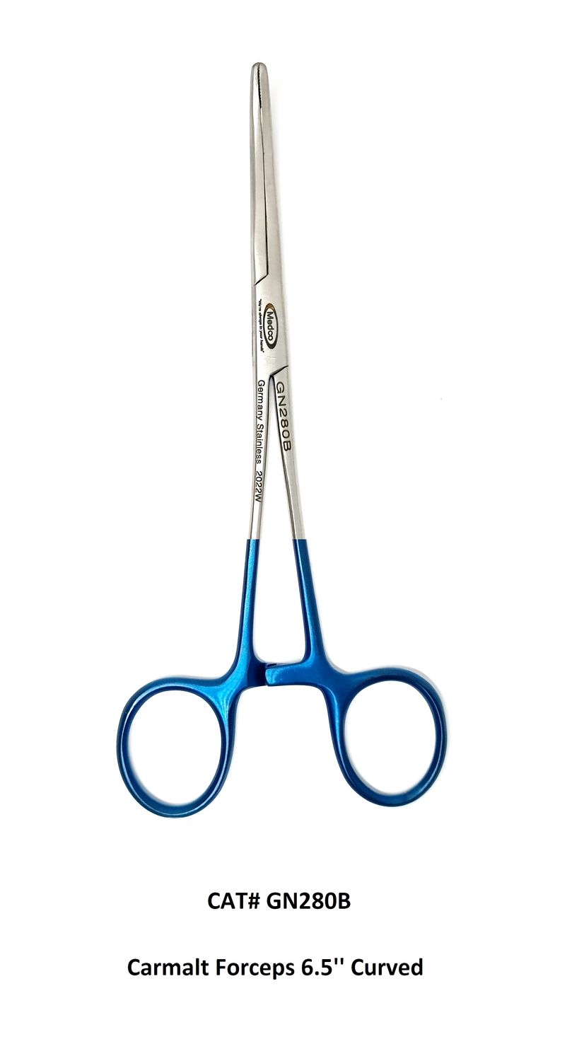 Carmalt Forceps Blue Handles 6.5" Curved